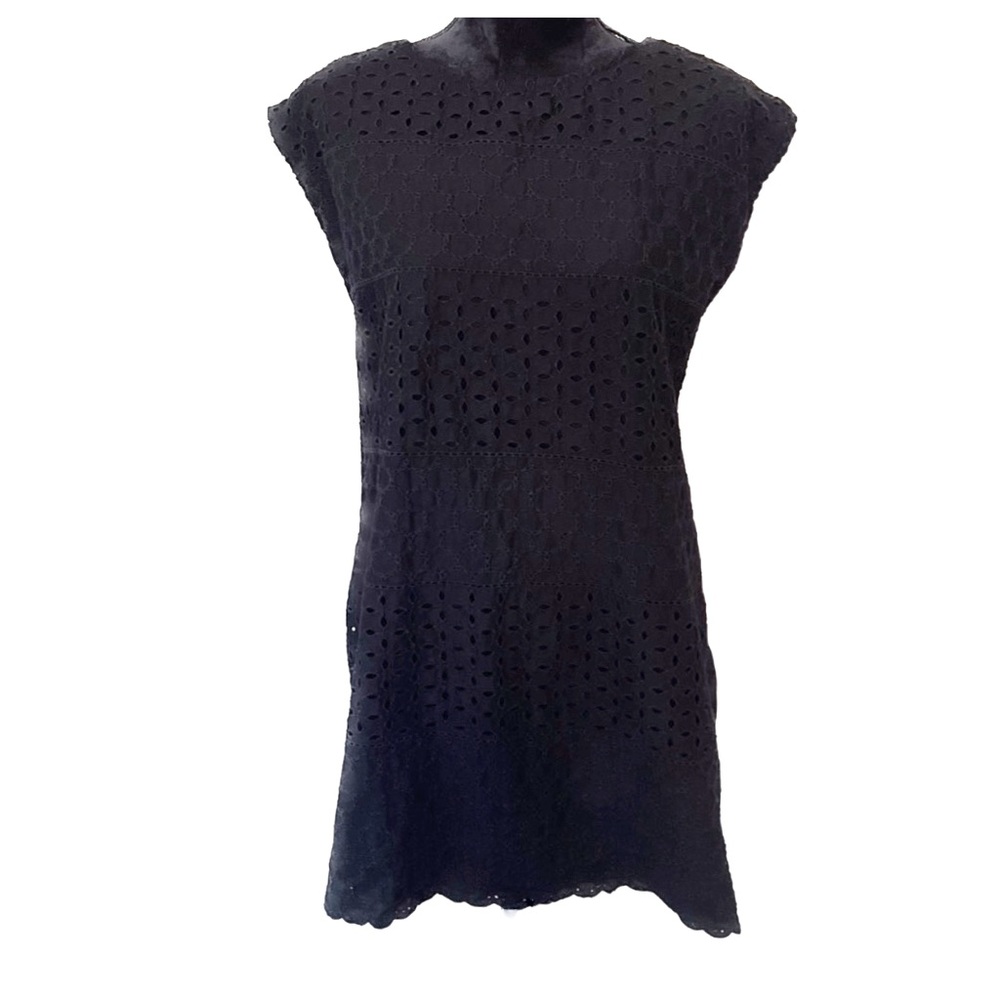OLD NAVY Cotton Eyelet Mini Shift Dress Size M Black